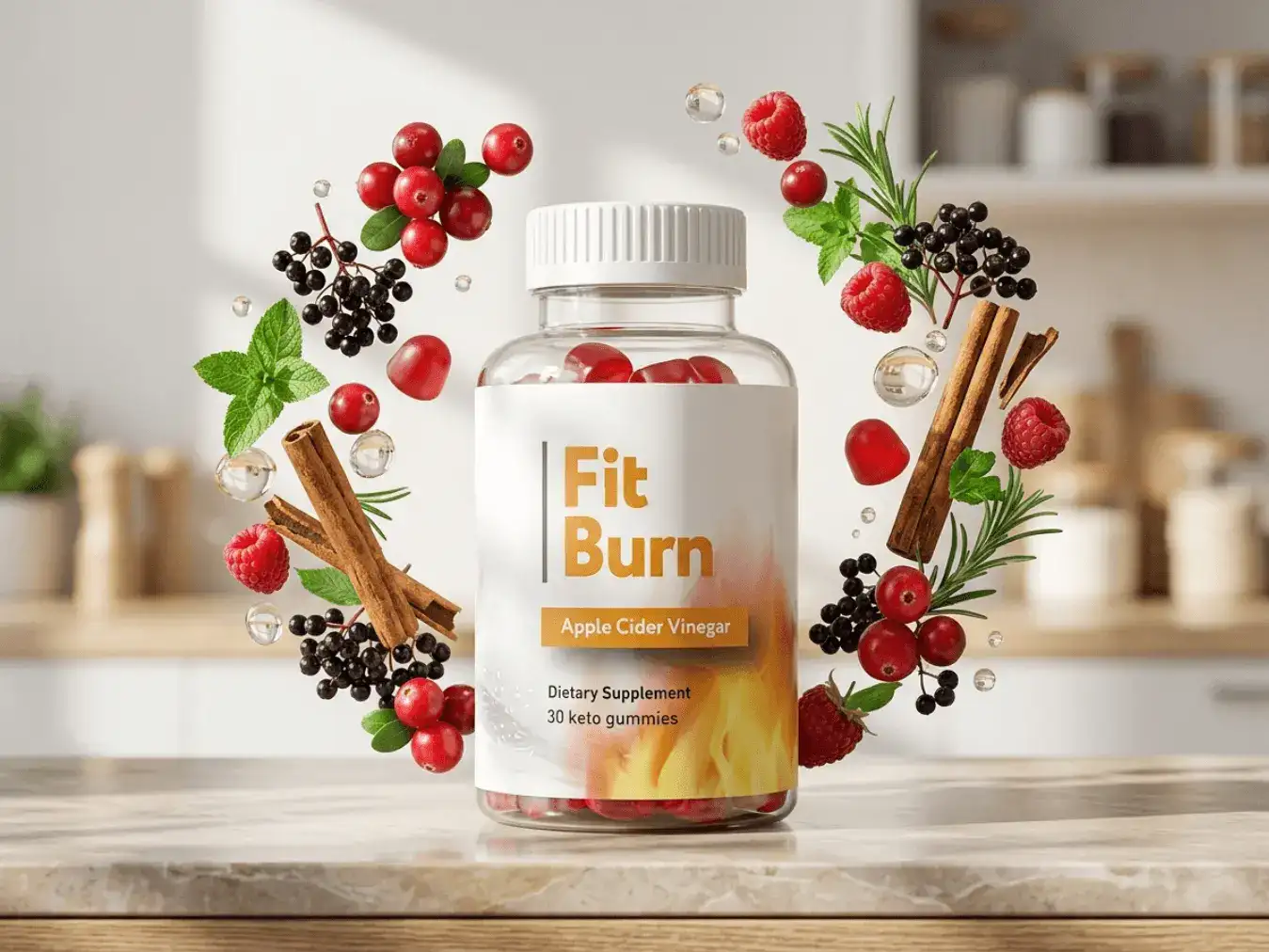 Fit Burn ACV keto gummy bottle natural plant-based ingredients label